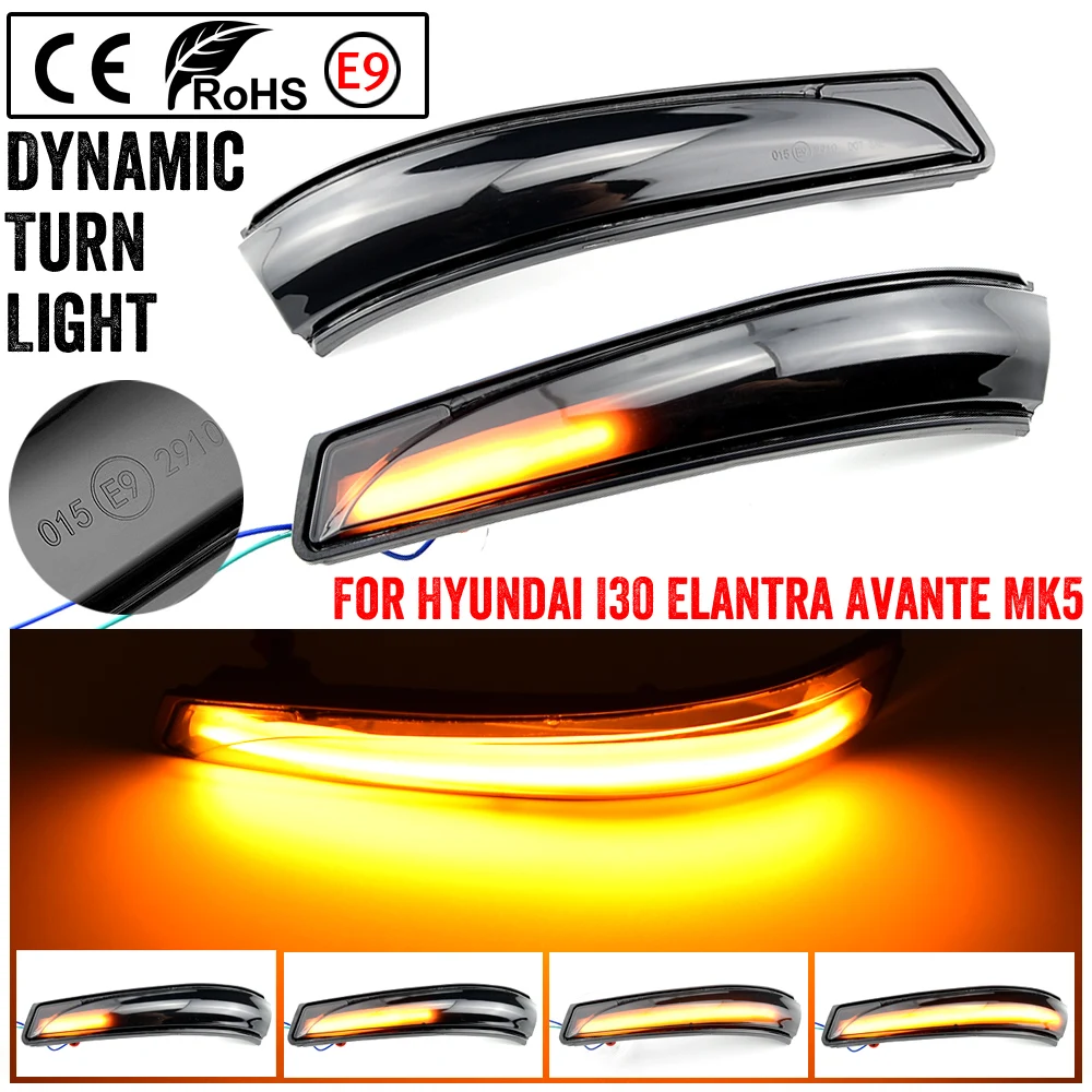 

LED Side Wing Dynamic Turn Signal Light Rearview Mirror Indicator For Hyundai Elantra GT Avante MK5 MD UD 11-15 Veloster i30 GD