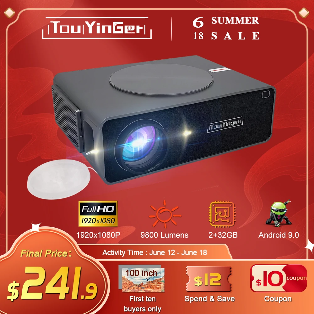 Touyinger Q10w Plus Android Projector 4k Mini Projectors Full Hd Cinema