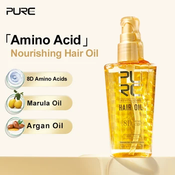 PURC Olio per capelli lisciante Olio di argan brillante Nutriente Riparazione morbida Siero per capelli crespi danneggiati Trattamento del cuoio capelluto Prodotti per la cura dei capelli 1