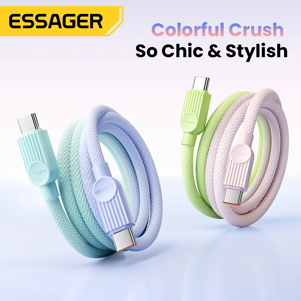 Essager USB C Color Cable For iPhone 16 15 14 Xiaomi Huawei PD 60W Fast Charging For Samsung Macbook iPad Type C to Type C Cable