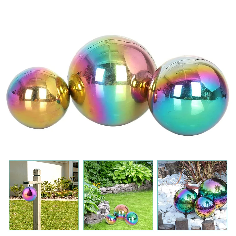 

Outdoor Rainbow Garden Balls Stainless Steel Reflective Garden Globe Mirror Gazing Polished Ball Garden Decor Shiny Sphere