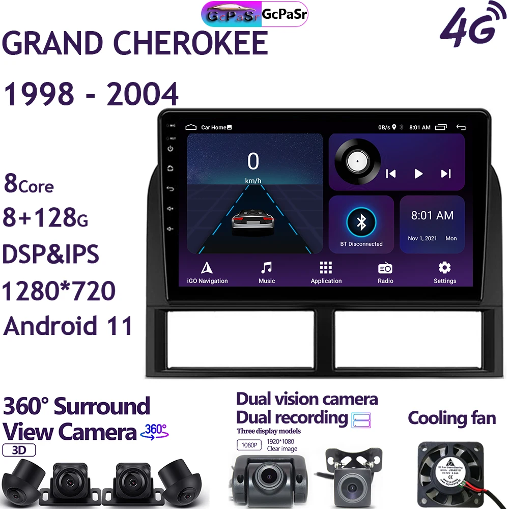 Android For Jeep Grand Cherokee II WJ 1998 - 2004 Car Radio Video Multimedia Player Navigation GPS Audio Autoradio Carplay IPS | Автомобили