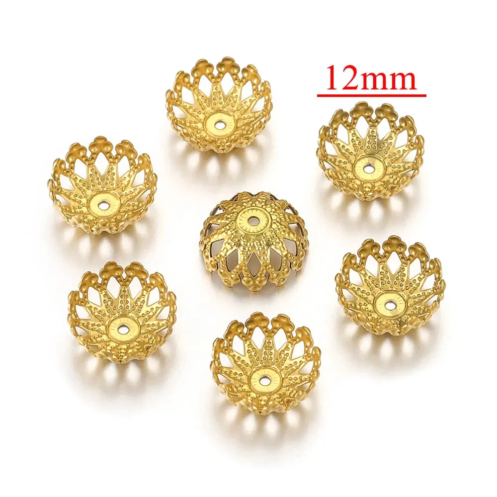 18k Gold Plated Filigree Bead Caps For Jewelry Making Supplies Handmade DIY Beading Accessories 4