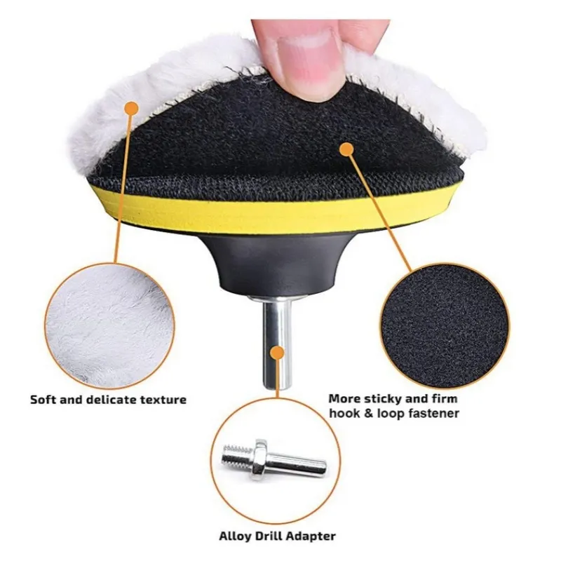 3-Inch Wool Disc Set 5-Piece Polishing Disc Set Sponge Wheel Wool Pad