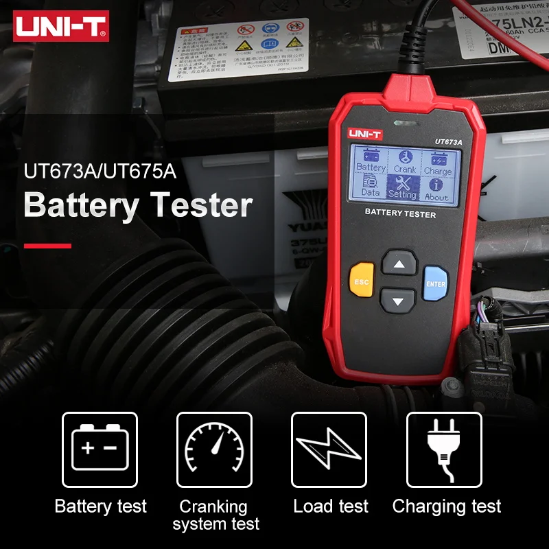 UNI-T UT673A Battery Tester 30Ah to 200Ah Print on-line and Real-time Test  Reports Display Battery Capacity, Voltage, Resistance and Life CE, FCC,  RoHS: : Industrial & Scientific