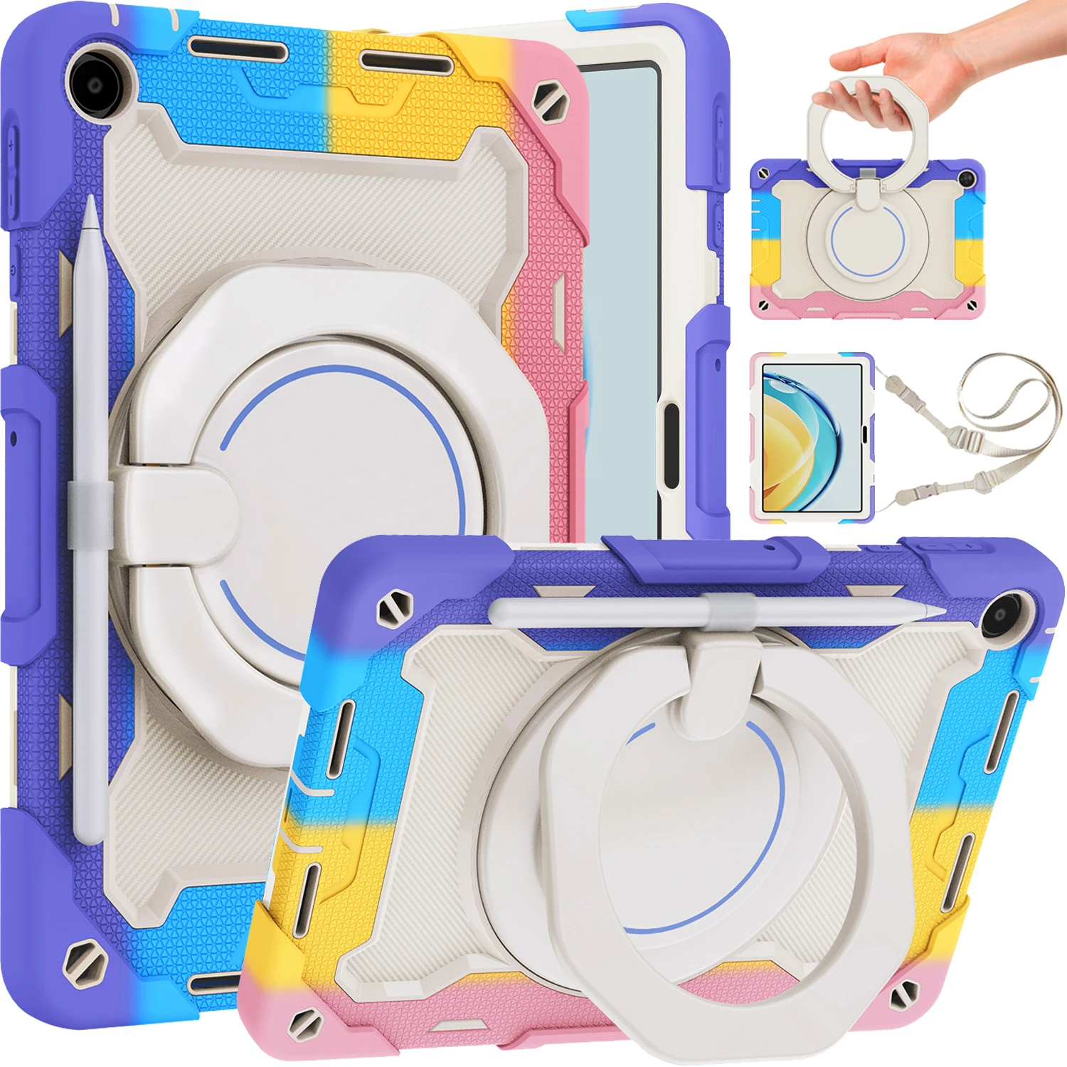 Tablet-Hülle für Huawei MatePad SE 10.4 2023 MatePad SE AGS5-L09 W09 10.4, stoßfest und stoßfest, vollständig umwickelter Schultergurt_voghion.com