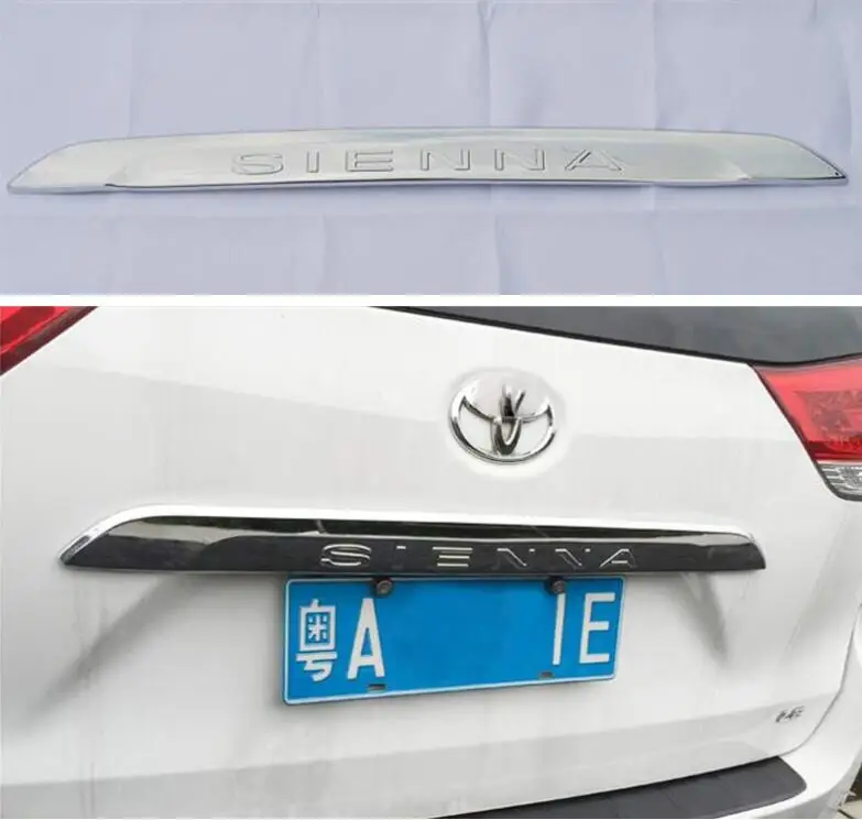 

ABS хром над и ниже заднего багажника фотоаксессуары для Toyota Sienna 2011 2012 2013 2014 2015 2016 2017 2018 2019 2020