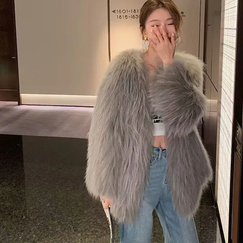 

Новинка, осенне-зимнее двухстороннее плетеное меховое пальто из меха енота и собаки, верхняя одежда средней длины для девушек и женщин, качественное пальто для молодых девушек