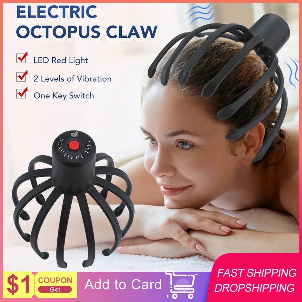 Electric Octopus Claw Scalp Massager Stress Relief Therapeutic Head Scratcher Relief Hair Stimulation Head Massager Health Care - Hair Care Products