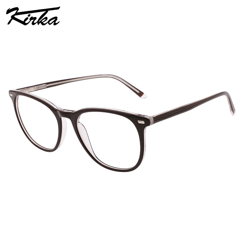 

Kirka Unisex Eyewear Acetate Oval Laminating Colors Frame Optical Glasses Laminating Temple Tips Design Glasses WD1403P