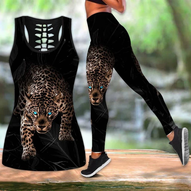 2 Styles Panther Yoga Outfit For Women Fashion 3D Print Workout