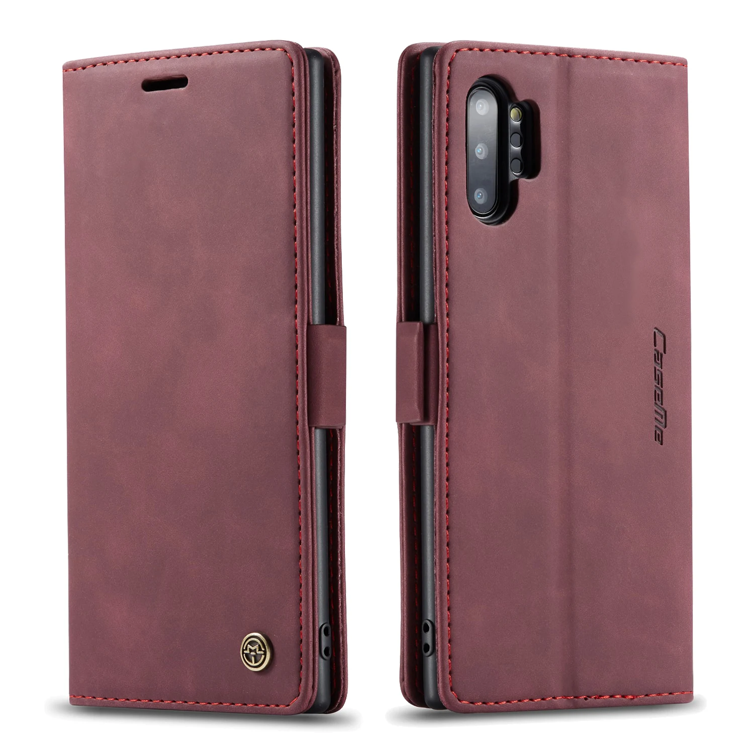 Leather Flip Wallet Case with Multi-Card Slots and Stand Function - Shockproof Full Protection Shell