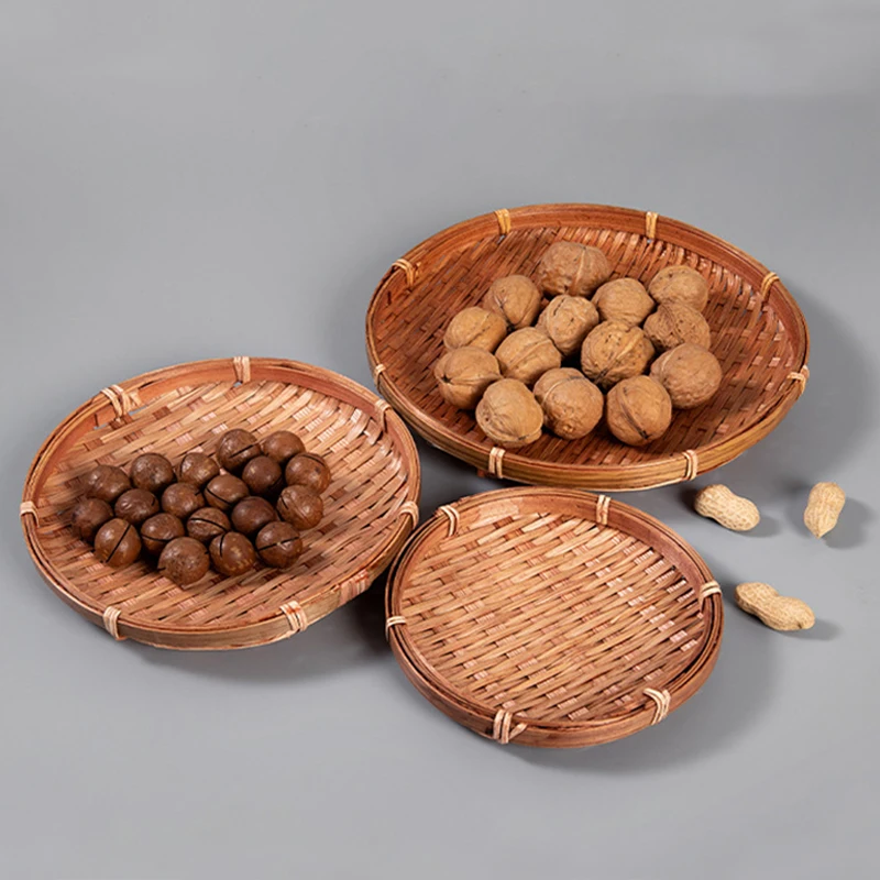 Bamboo Tray Drying Basket Food Pastry Serving Plate Storage Container