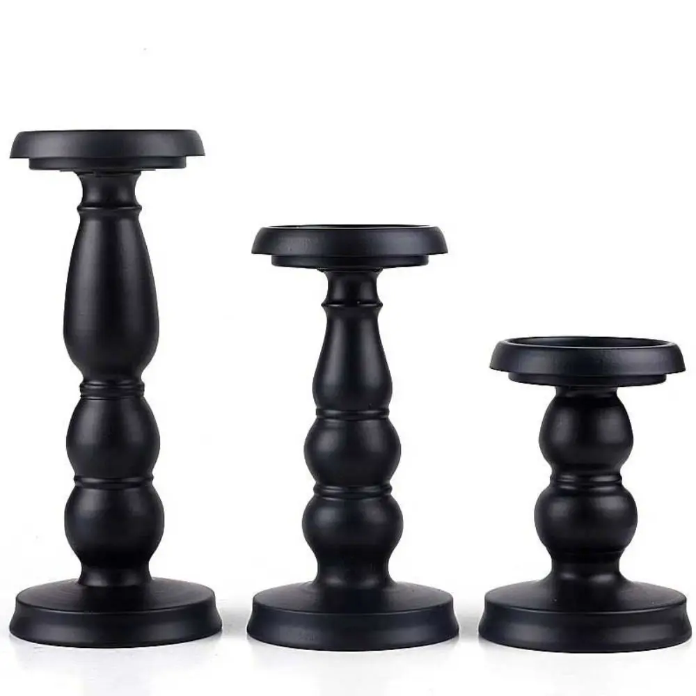 Candle Containers Black Metal Candle Holders Iron Art Retro Vintage Candlestick Stand Candle Stand Wedding Party Birthday