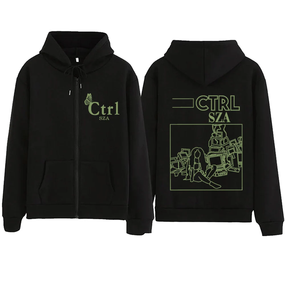 

Ctrl SZA 2024 Zipper Hoodie Harajuku Pullover Tops Streetwear Music Fans Gift V-Neck Sweatshirts Printing Spring Summer