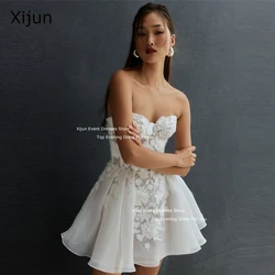 Xijun Sexy Mini A-Line Wedding Dresses Lace Flowers Sweetheart Sleeveless Bridal Gowns Women Robe De Mariage Wedding Party Dress