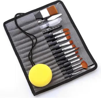 Pennelli professionali per acquerello da 18 pezzi per artisti di diverse dimensioni con spazzole per capelli in nylon morbido a punta tonda piatta 1