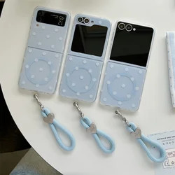Polka Dot Magnetic Phone Case with Magsafe and Miffy Rabbit Stand - Z Flip 7 (NF664 - 2 - with chain)