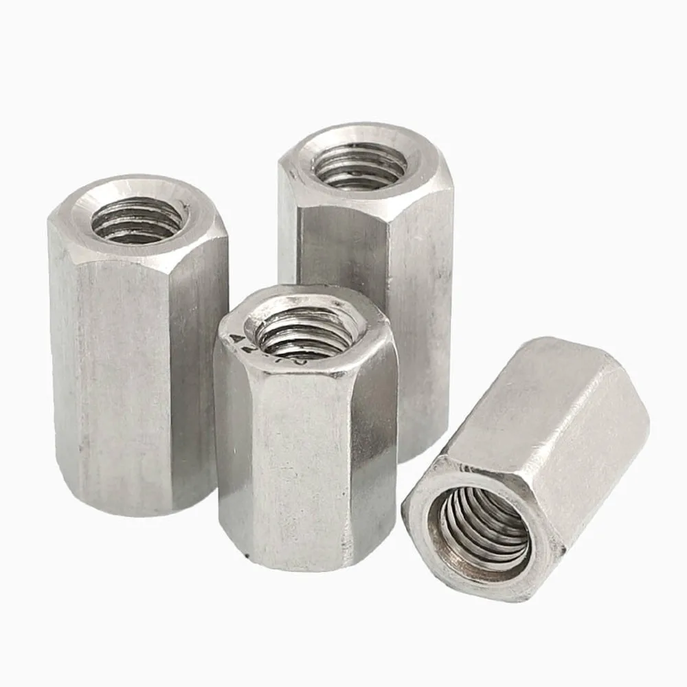 Hex Nuts Threaded Studding Connector M5 M24 Full Thread Sleeve 304 Stainless 