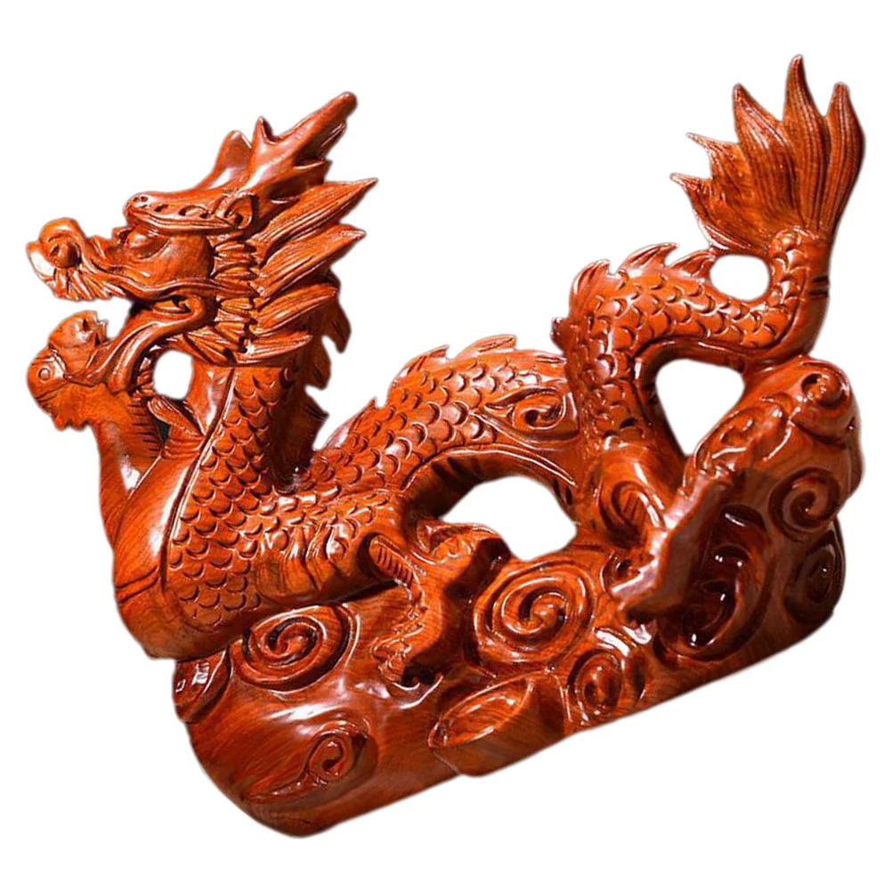 

Chinese Dragon Statue Zodiac Dragon Wooden Craft Dragon Sculpture Table Shelf Decor