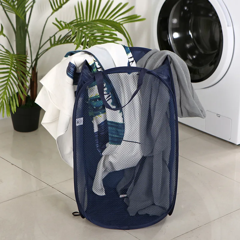 

Folding Laundry Basket Organizer Mesh Popup Washing Dirty Clothes Laundry Hamper Portable Sundries Organizer Toy Storage Box
