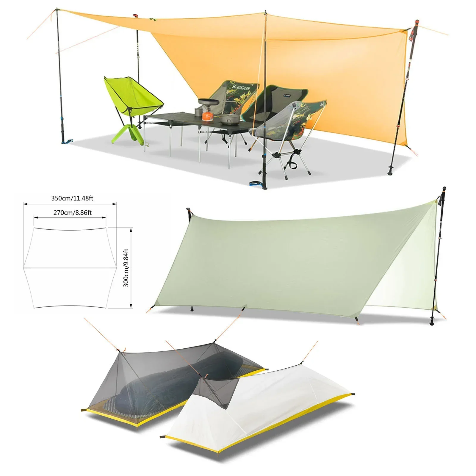 Ultralight 450g 20D Double-Sided Silicon Coating Nylon Tarp Sun Shelter Beach Tent Camping Flysheet Pergola Awning Canopy Tarp waterproof tarpaulin,waterproof tarp,tarpaulin rain cover,ultralight tarp