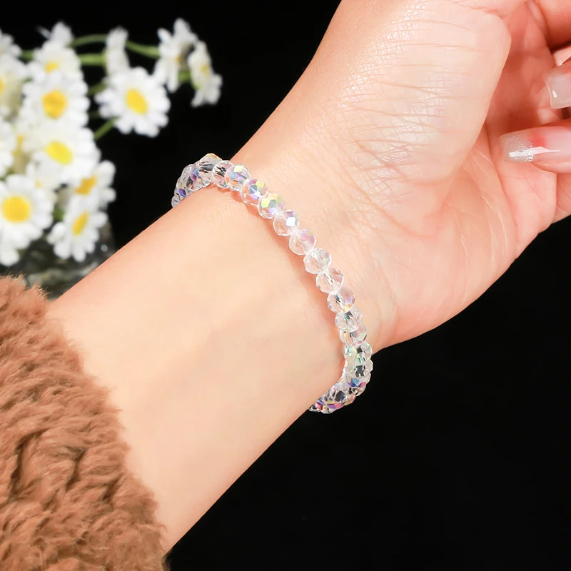 Bracciale Elasticizzato Multistrato Con Perle Di Cristallo – Gioiello Boho Per Donna E Ragazza, Colori Sfaccettati, Regalo - 2