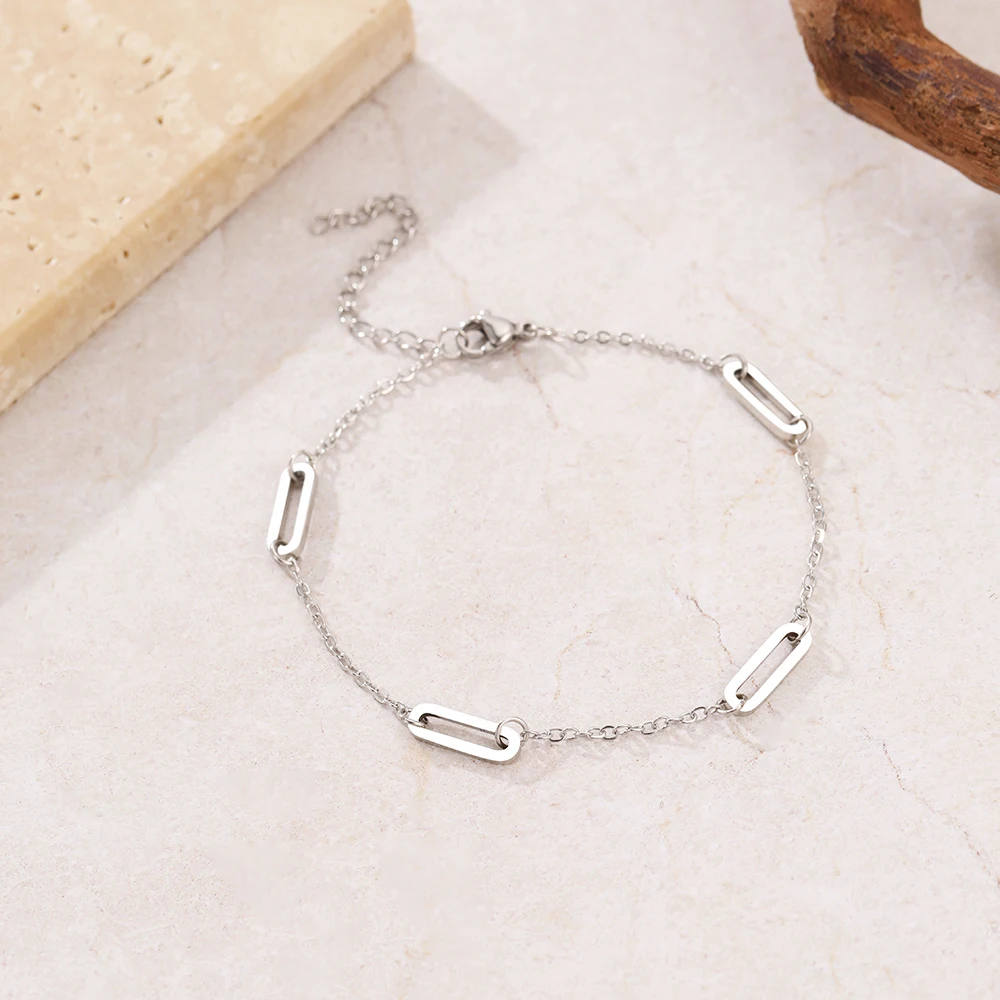 Stainless Steel Bracelets Minimalist Geometric Multiple Pendant Chains Fashion Texture Bracelet For Women Jewelry Party Gifts - Image 4
