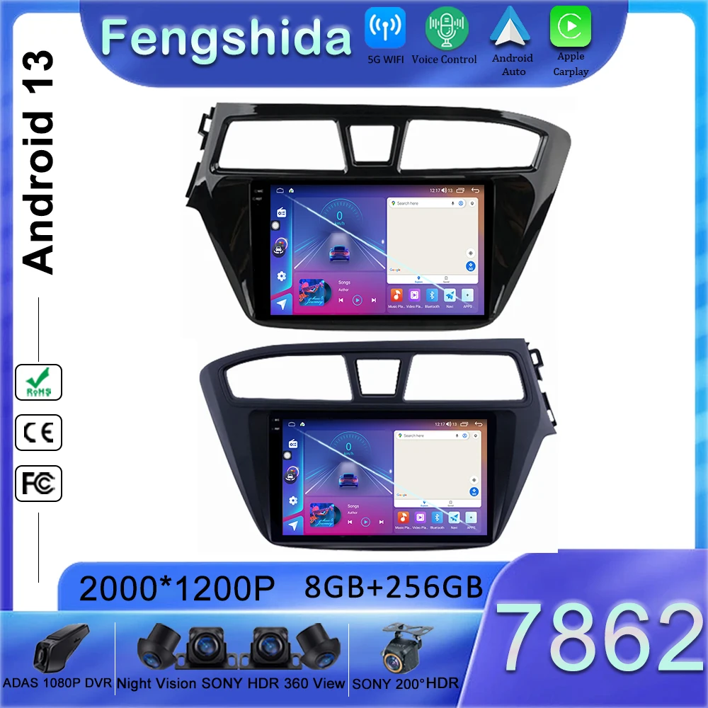 

Android 13 Car Radio DVD For Hyundai I20 2015-2018 Multimedia Player Stereo Head Unit GPS Navigation No 2din DVD QLED Screen HDR