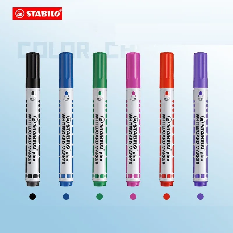 Stabillo 641 마크 노트 번호 펜, 건조 방지, 닦기 쉬운 라운드 헤드 화이트보드 펜, 수성 펜, 지우기 가능