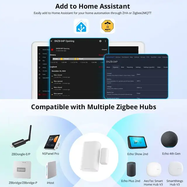 SONOFF SNZB-04P Zigbee Door Window Sensor Door Open/Close Detector for EWeLink App ZBBridge Required Work with Alexa Google Home 6
