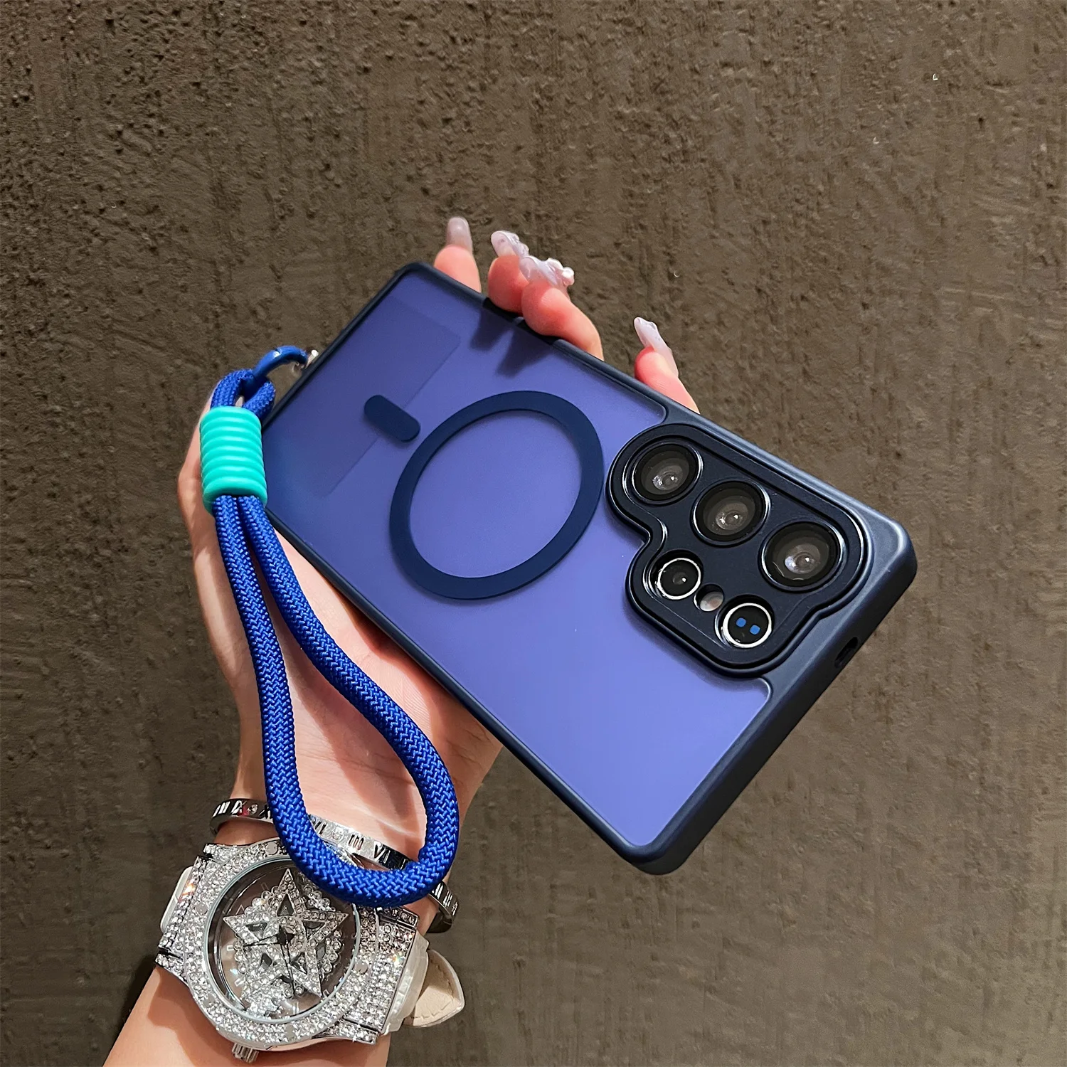 Matte Translucent Magnetic Case with Lanyard and Magsafe Wireless Charging Compatibility