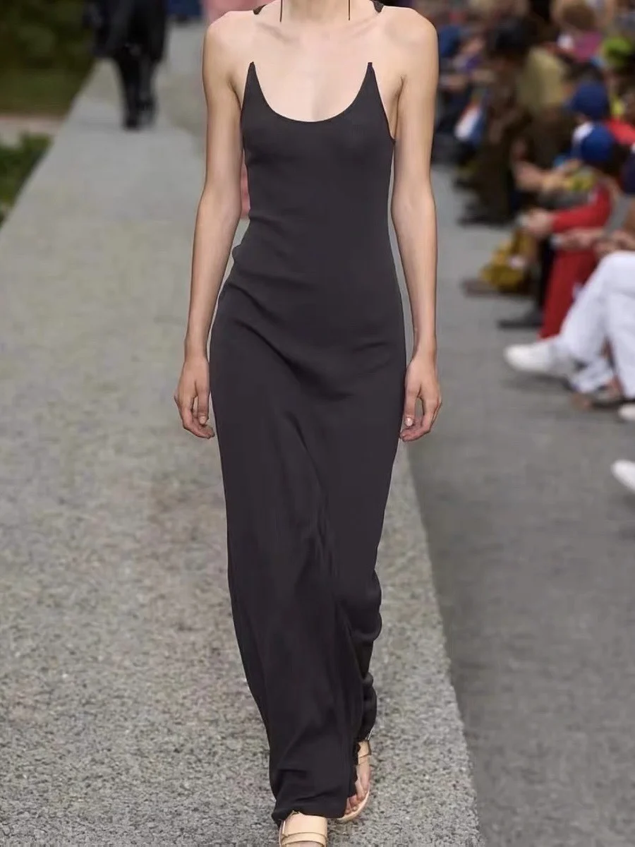 

2023 New Nicely Design Invisible Suspender Strapless Dress Women Sexy Slim Maxi Long Knittted Dress