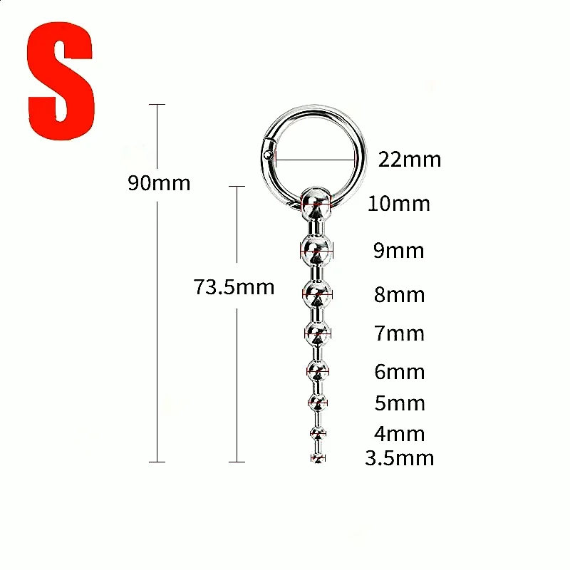 Dieses Harnröhrenstimulationsgerät aus Edelstahl mit Zugperlen dient gleichzeitig als SM-Einführungskatheter und Penisplug aus Metall für erwachsene Männer._voghion.com