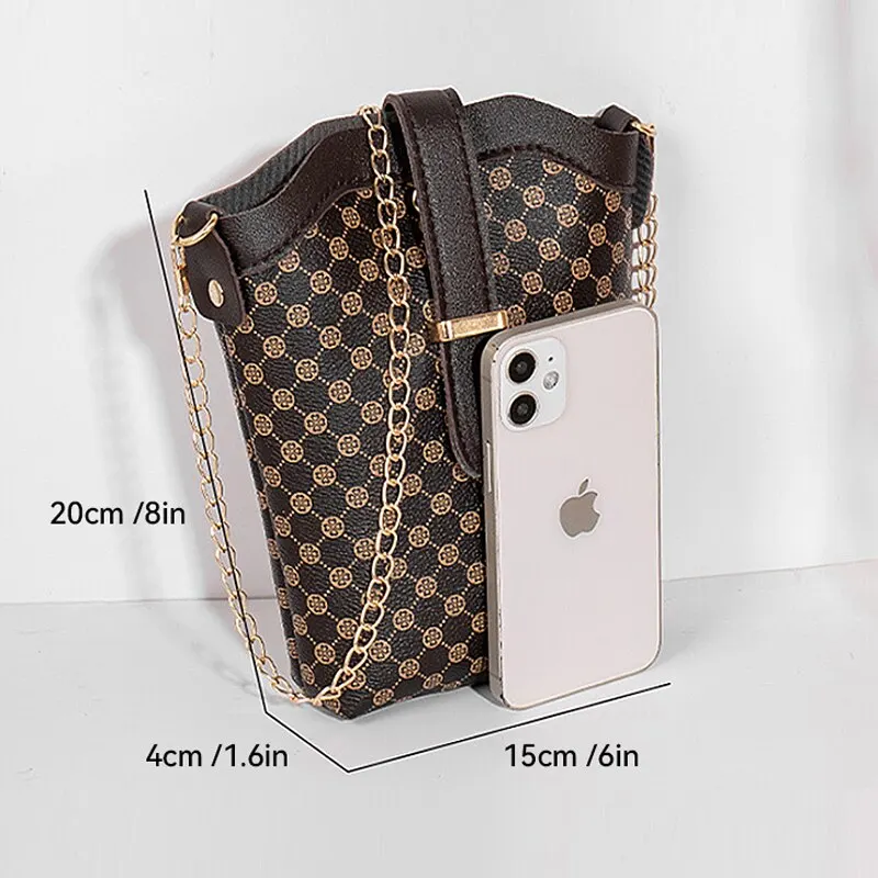 Sd5230c0af82a4c63b24bf9d4151d51bf6 New Fashion Plaid Polka Dot Print Single Shoulder Bag Casual Oblique Chain Crossbody Mini Small Bucket Bag Mallzona