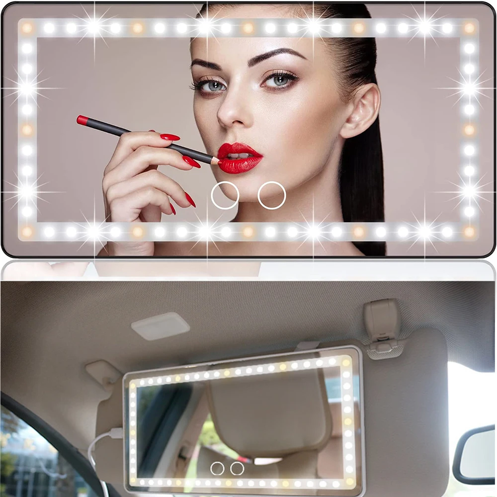 CarSunVisorVanityMirrorCosmeticMirrorRechargeableMakeupMirror
