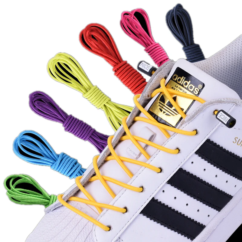 Cordones elásticos redondos para zapatillas de niños y adultos, accesorios con cierre de Metal, banda de goma, 1 par