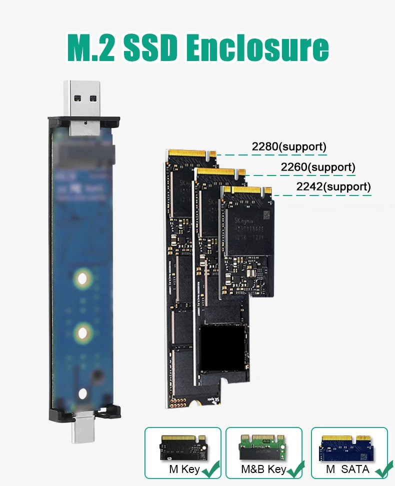 M2 SSD Case NVME Enclosure M.2 to USB Type C 3.1 SSD Adapter for NVME PCIE NGFF SATA M/B Key Disk Box M.2 Case hd NEW