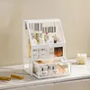 Glass Makeup Organizer Box Cosmetic Lipsticks Brush Jewellery Storage Holder Luxury Home Desktop Rack Bathroom Shelves 2