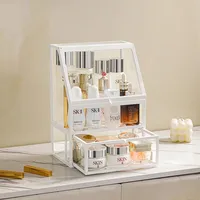 Glass Makeup Organizer Box Cosmetic Lipsticks Brush Jewellery Storage Holder Luxury Home Desktop Rack Bathroom Shelves 2