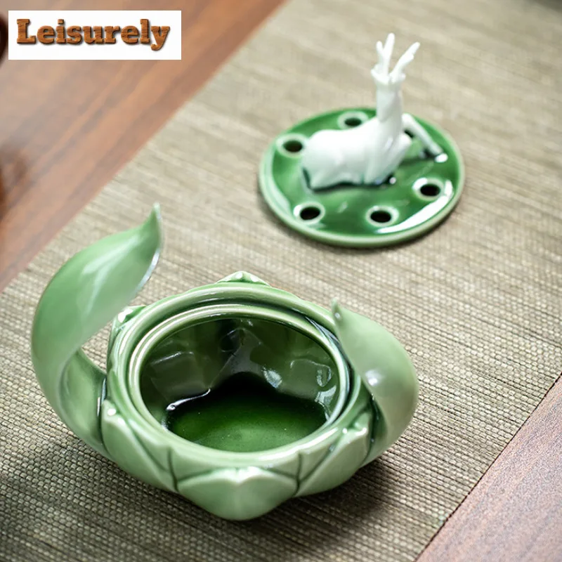 One Lotus Blossom Grows Deer Incense Holder Diffuser Incense Burners Meditation Scented Aromatic Candles Censer Home Craft Gift