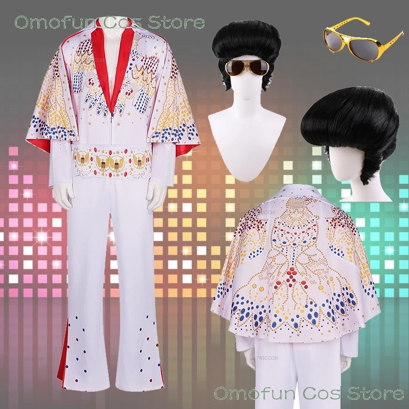 Men Women Elvis Cosplay Costume Wig Rock Flares