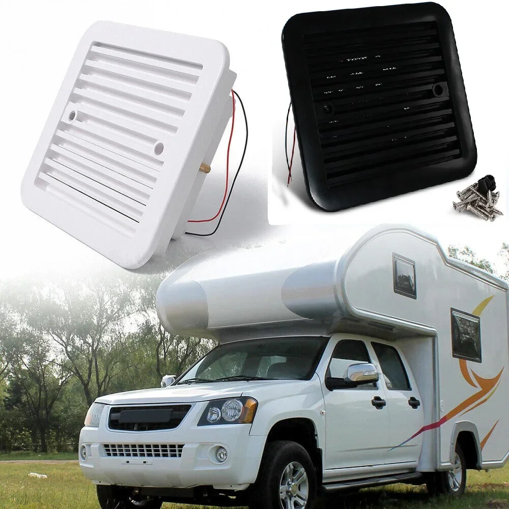 12V Fridge Vent with Fan for RV Caravan Motorhome Side Air Trailer Vent Ventilation Cooling Exhaust Fan Smoke Ventilation Cover solar powered car fan air vent exhaust fan window hanging vent air exhaust radiator cooling fan radiator ventilation system