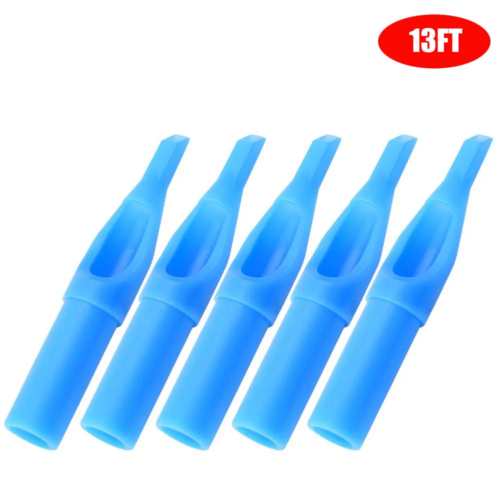 50pcs 5/7/9/11/13/15FT Disposable Tattoo Gun Nozzle Tips Flat Round Plastic Tip Sterile Makeup Machine Tool Supplies Accessories