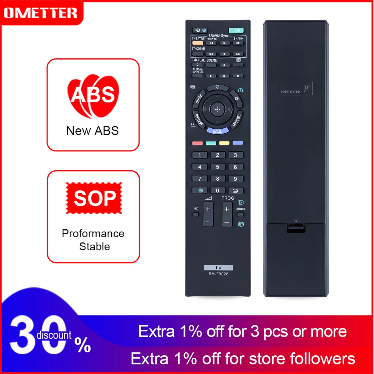 

Black Replacement Remote Control for Sony RM-ED022 RM-GD005 RM-ED036 KDL-32EX402 LCD TV Control Remote