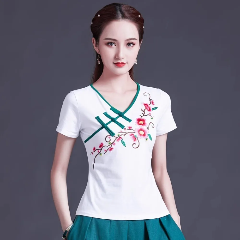 Chinese Shirt Traditional Chinese Clothing for Women Tops Fashion Clothes Vintage Summer Ethnic Style Embroidery Cotton Harajuku