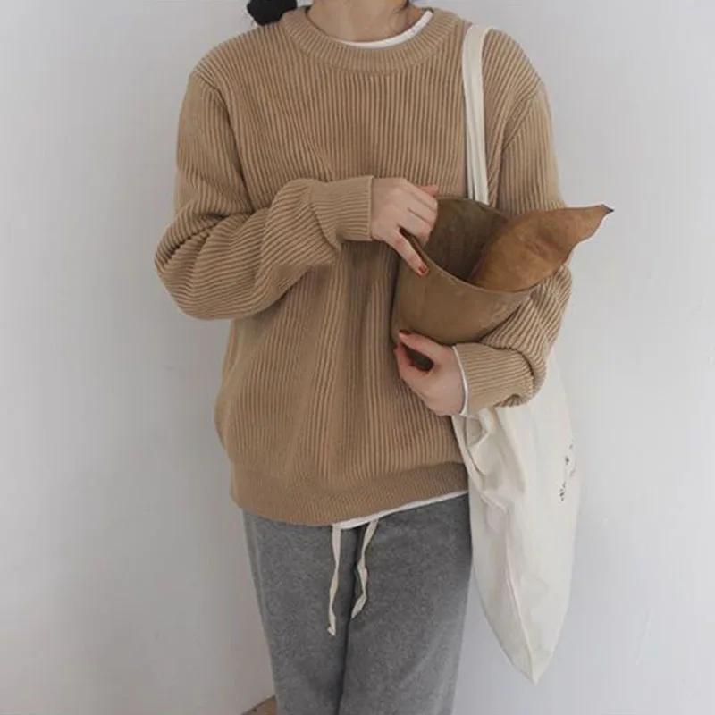 

Women Cashmere Sweater Knit Pullovers Autumn Winter Thick Warm Sweaters Tops Woman Casual Loose O Neck Jumper New