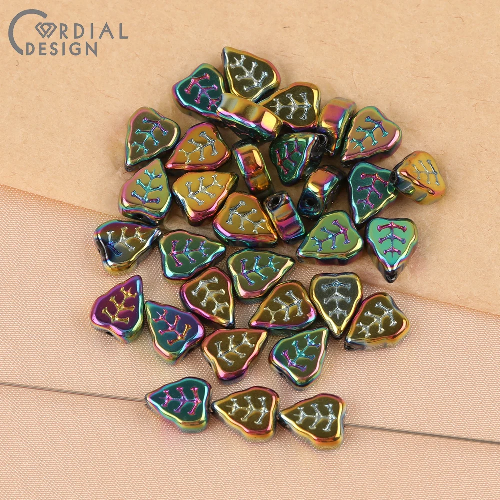 Cordial Design 8*10MM 500pcs Aurora Effect/Hand Made/Leaf Shape/Beads Making/DIY Glass Bead/Jewelry Findings & Components - cordial