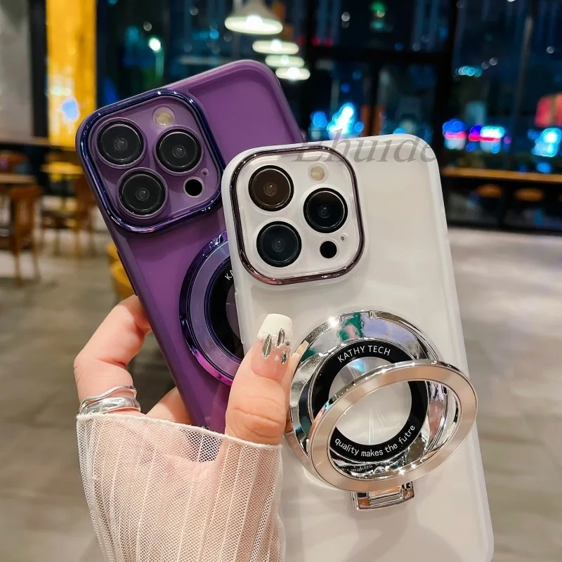 Wireless Magnetic Stand Case with Ring Holder, Clear Soft Cover