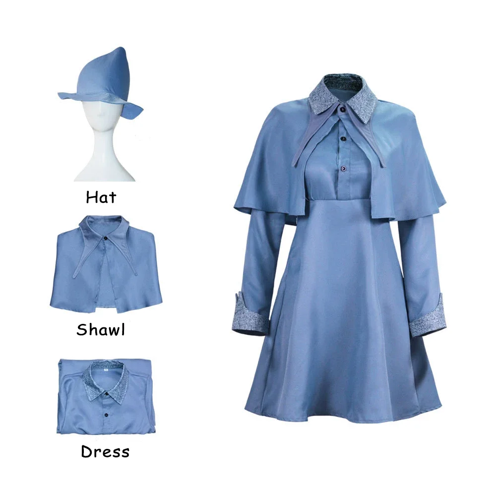 Zaubererschule Hexe Fleur Isabelle Delacour Cosplay Kostüm Beauxbaton Magie Damen Schuluniform Hut Kleid Anzug Halloween – Detail 10